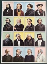 planche pédagogie n° 82  grands écrivains classiques  Arnaud éditeur 1957  TBE