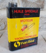 Antique YVAN BEAL Oil can tin old vintage France yellow black tin chainsaw vtg