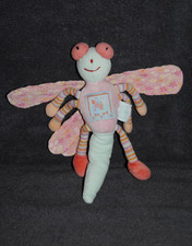 ?Doudou Libellule MOULIN ROTY Zephir Et Zoé Rose Bleu Grelot Peluche 22 Cm TTBE