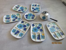 Service à fondue vintage en porcelaine de Pillivuyt modèle Interlaken 1970