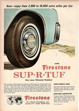 Pneus Firestone Pneumatique Sup-R-Tuf 1964 Publicité 'The Nouveau Miracle Rubber
