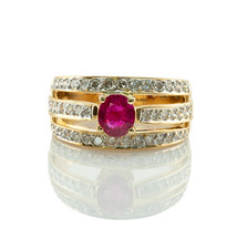 1.20ct Naturel Diamant Rond 14k Solide or Jaune Rubis Anniversaire Anneau Bague