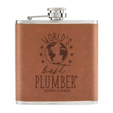 World's Best Plombier 170ml Cuir PU Hip Flasque Fauve Drôle Blague Préféré