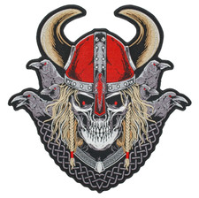 Viking Skull Sew On Back Patch