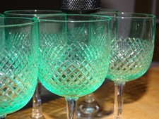 SAINT LOUIS 6 ANCIENS VERRES PORTO APERITIF CRISTAL TAILLER OURALINE ht 10,8 cm