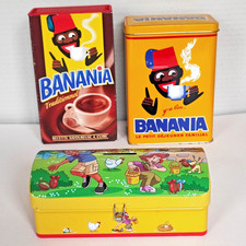 Boite métal et carton BANANIA chocolat cacao lot de 3 boites
