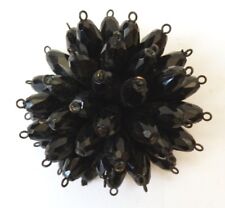 Broche ancienne  hérisson en verre noir ou jais vers 1950 signé West Germany