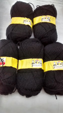 Lot 5 pelotes à tricoter "Pingouin" aig: n°3-4 noir du même bain  
