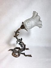 Ancienne applique en bronze XIXe à réélectrifier avec sa tulipe TBE à nettoyer