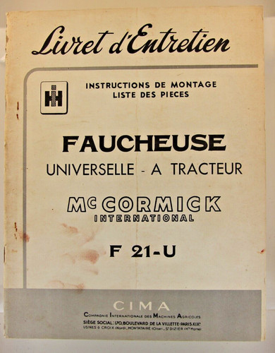 Livret entretien faucheuse - d'entretien,