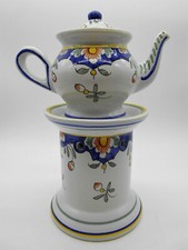 TISANIÈRE VEILLEUSE EN FAÏENCE DE DESVRES / HIEREVILLE DÉCOR ROUEN GÉO MARTEL