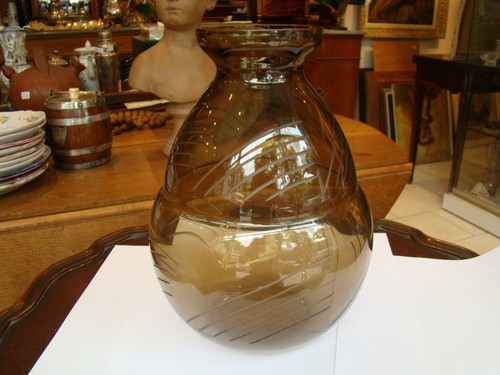 Vase verre fumé art déco - en,