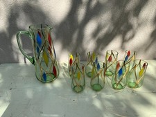 Ancien SERVICE Verres + Carafe MURANO à Eau Limonade Années 1960 VINTAGE