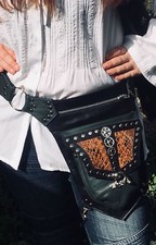 Cuir & Python Festival Steampunk Jambe Sac Utilitaire Poche Ceinture Étui Motard