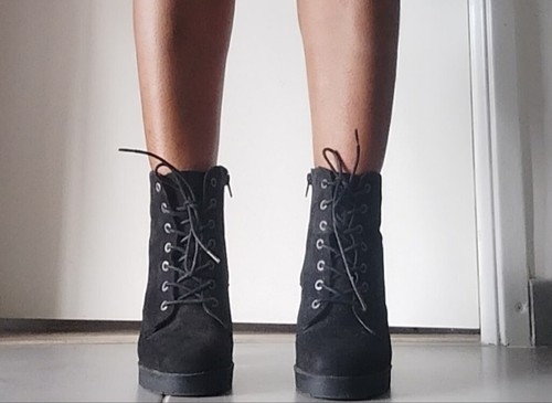 Bottines noires lacets - noires,