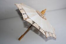 Ombrelle de poupée, vintage, bois coton et dentelle, longueur 30 cm