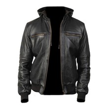 Blouson bomber noir à capuche