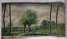 Tableau par  "L. VUNCRIGOM  29". Huile Ec. Barbizon  49cm x 90cm. "Les Oies"