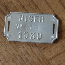 ancienne plaque fiscale taxe velo velocipede COLONIE NIGER AFRIQUE  1939