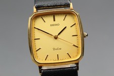 Vin.1991[Near MINT] SEIKO Dolce 5E31-5A80 Tank Gold Quartz Men's Watch JAPAN