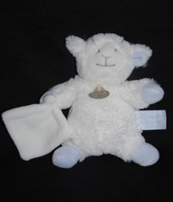? DOUDOU ET COMPAGNIE DC2418 mouton blanc bleu mouchoir peluche 18 Cm