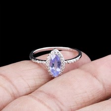 Bague Halo En Tanzanite Avec