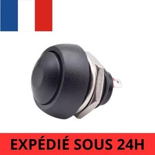 Bouton poussoir  Noir momentané étanche rond 12mm - 1 Piece - PBS-33b 12V 230V