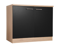 Meuble Sous Évier Cuisine 100 Cm Chêne Scié Noir Merle Respekta