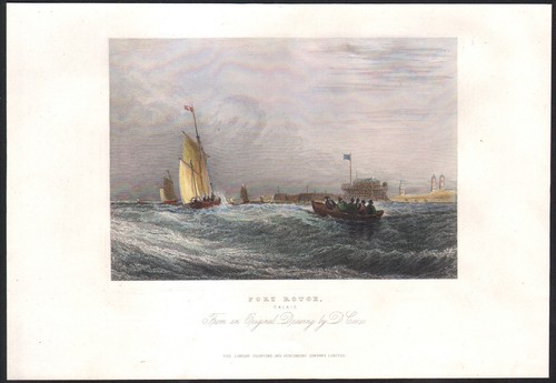 1860 gravure aquarellée fort - gravure,