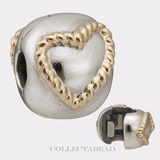 Authentic Pandora Sterling Silver & 14K Braided Heart Clip 790599 *LAST ONE*