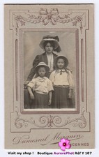 FEMME & FILLETTES AUX CHAPEAUX EN POSE, CDV DUMESNIL MARGUIN à VINCENNES  -Y107