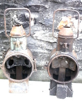🇫🇷 ANCIENNE GRANDE PAIRE LAMPE LOCOMOTIVE LANTERNE CHEMIN DE FER SNCF OIL LAMP