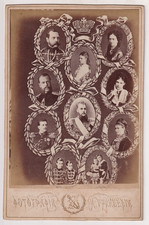 Russie CARTE CABINET Mosaïque de la famille impériale - Vintage print c.1870