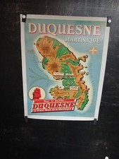 BELLE AFFICHE RHUM DUQUESNE MARTINIQUE  63X48CM   ANNEES 1940 ENV