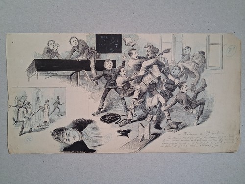 Dessin original signé - ., ecole