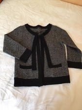 Gilet Femme Monoprix Autreton Bord A Bord Gris/bordé Noir Taille 1/36 TTBE