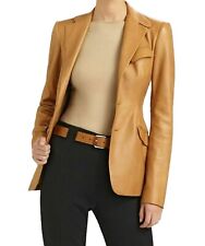 Blazer femme en cuir marron