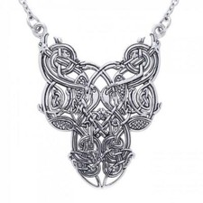 Celtique Entrelacs Danse Oiseaux 925 Argent Sterling Collier Fin Nature Bijoux