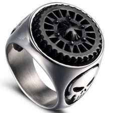 CHEVALIERE HOMME ACIER ANTI-STESS ANXIÉTÉ ENGRENAGE ROTATIF PUNISHER SAW R235