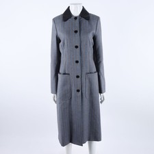 HERMES Manteau long en cuir avec garniture 4024906