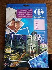 #C-1 boite de 15 feuilles de papier photo numérique mat perlé A4 255g/ carrefour