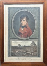 Gravure Ancienne 19ème Portrait de Napoléon Bonaparte 1er Consul Empereur Boilly