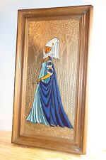  TABLEAU EN CUIVRE repoussé & émaux - Femme au voile et gorget