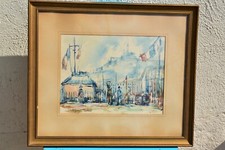 Paul PAQUEREAU (1871-1950) Vieux port de Marseille - Aquarelle 1933