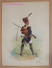 GRAND DESSIN AQUARELLÉ INFANTERIE LEGERE - PREMIER EMPIRE - LUCIEN ROUSSELOT #3