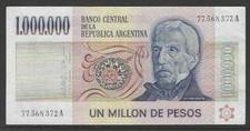 Argentine 1981-1983 billet d'occasion de 1 000 000 pesos pick 310 X Fine