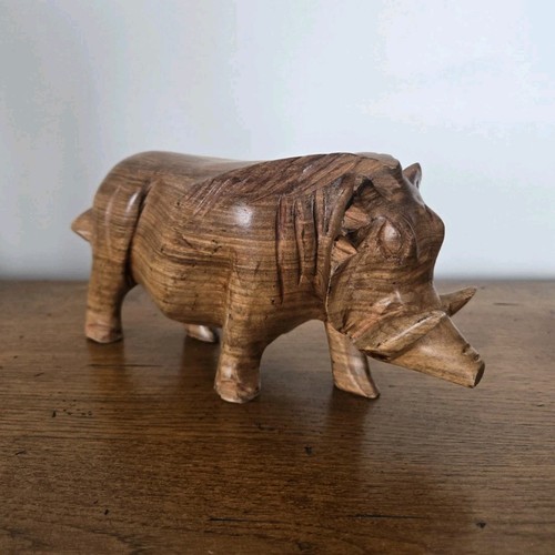 Sculpture rhinocéros bois - sculpture, en