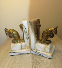 PAIRE DE SERRE-LIVRES ECUREUILS REGULE SUR MARBRE ART DECO