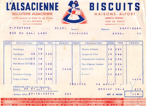 1958 biscuiterie alsacienne - biscuiterie,