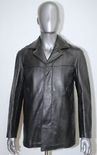 French Administration Vintage 70s Thick Black Leather Work Jacket M.I.C Size M/L